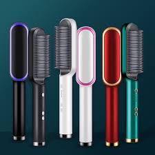 Electric Hair Straightener 2 in 1 Curler Heating Styling Comb Straightening Brush - Multicolors 909