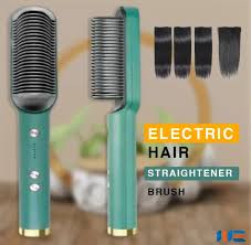 Electric Hair Straightener 2 in 1 Curler Heating Styling Comb Straightening Brush - Multicolors 909